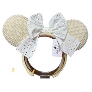 Disney Tokyo Minnie Lace Bow Yellow Ears Headband Mid Century Modern NWT 2